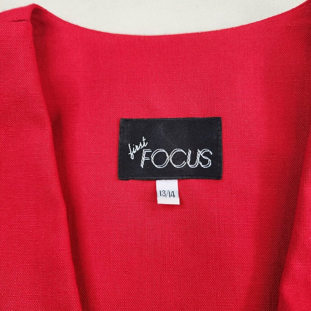 Vintage 1980s Pantsuit First Focus Red 13/14 Sailor Structured Maximalist Retro - Picture 13 of 16